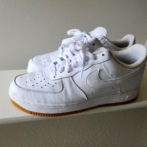 9.5 White Air Force 1s with gum bottom